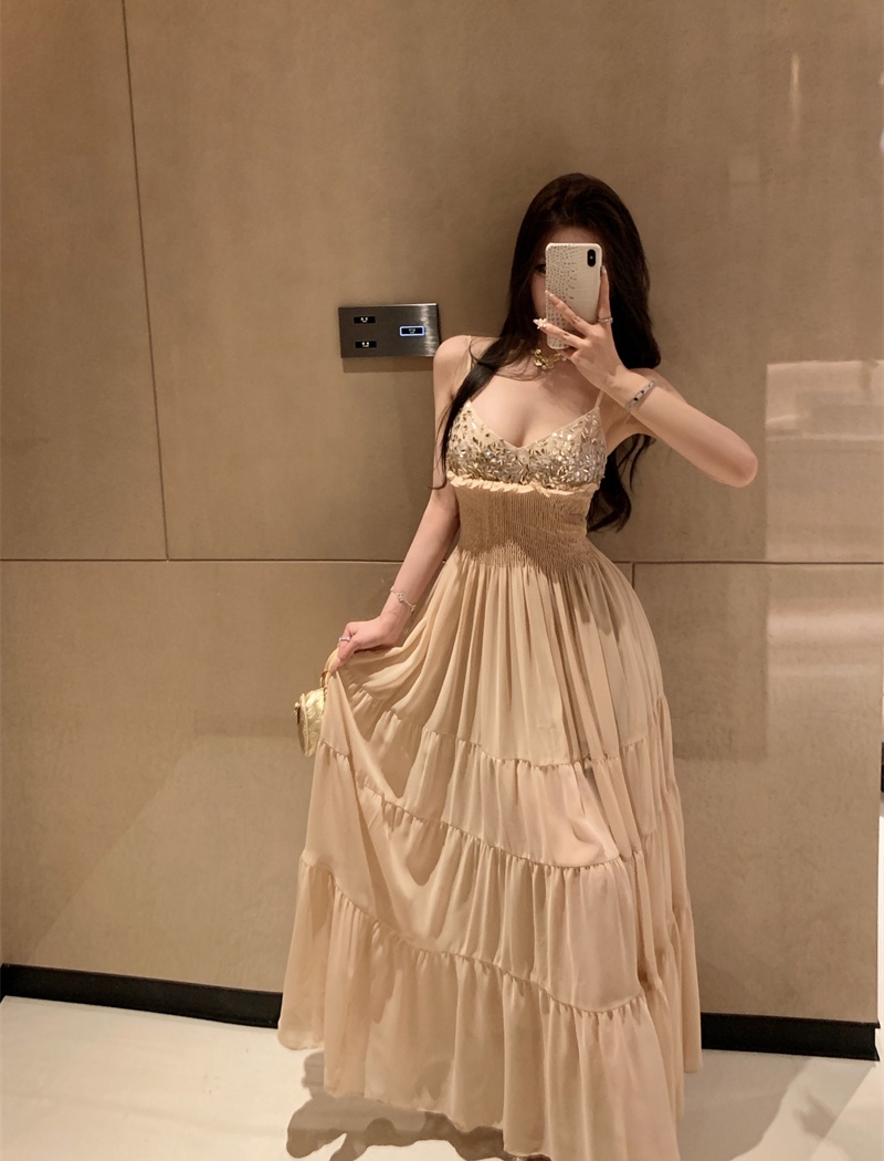 Diamond rhinestone long dress temperament dress