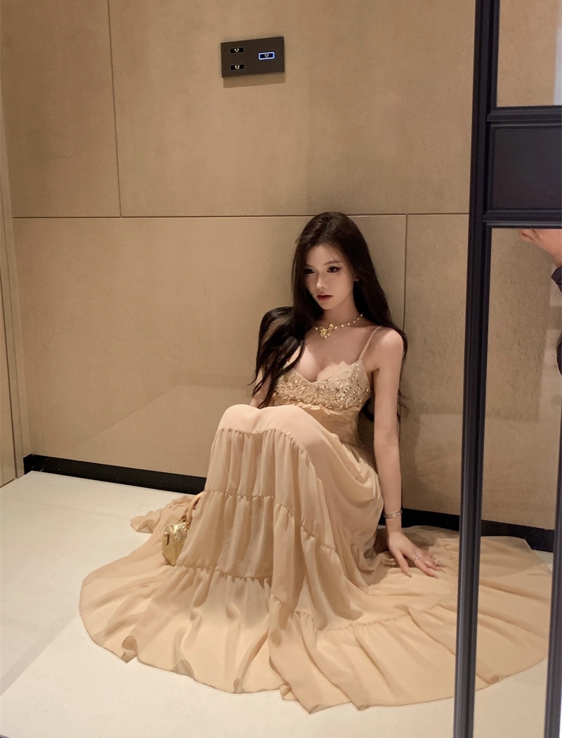 Diamond rhinestone long dress temperament dress