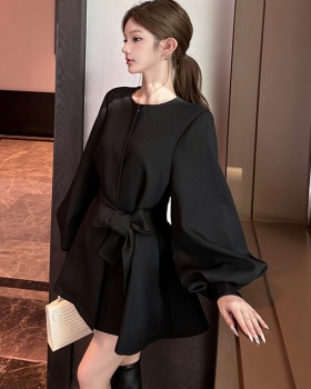 Lantern sleeve coat bandage dress