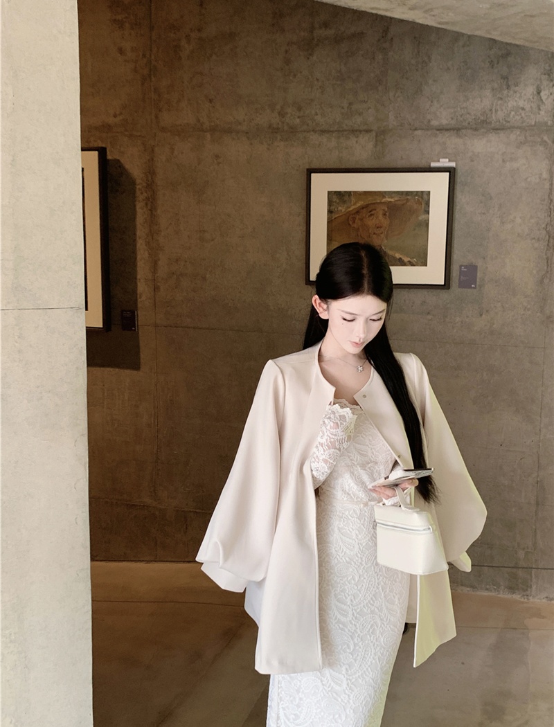 Lantern sleeve coat bandage dress