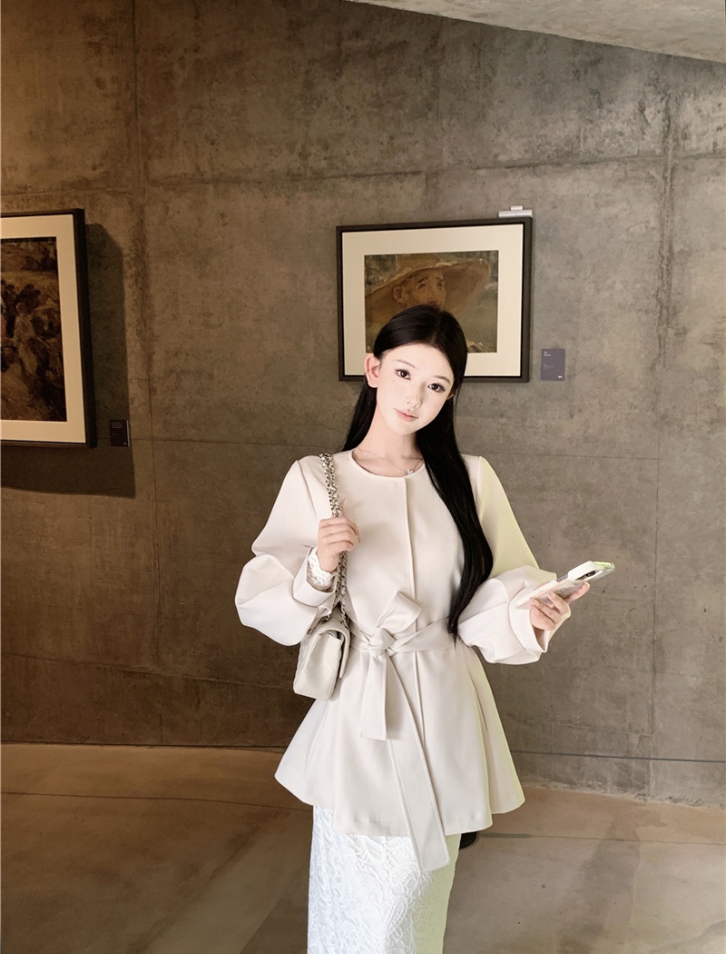 Lantern sleeve coat bandage dress