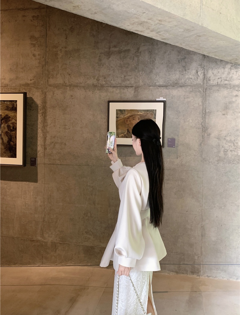 Lantern sleeve coat bandage dress