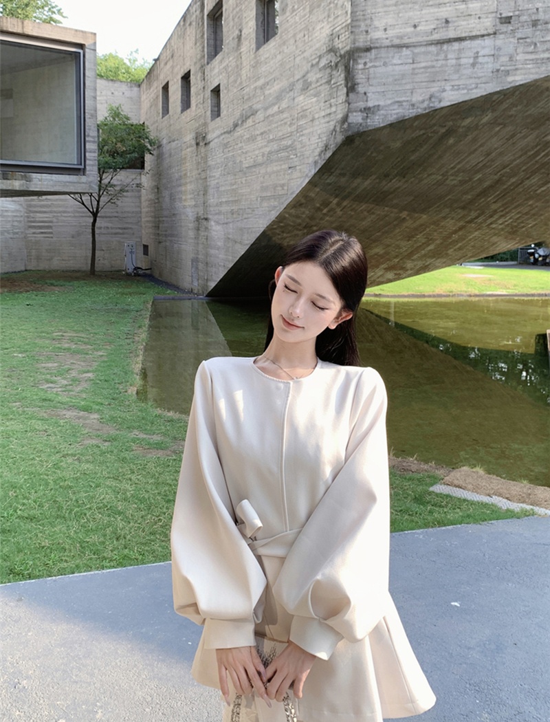Lantern sleeve coat bandage dress