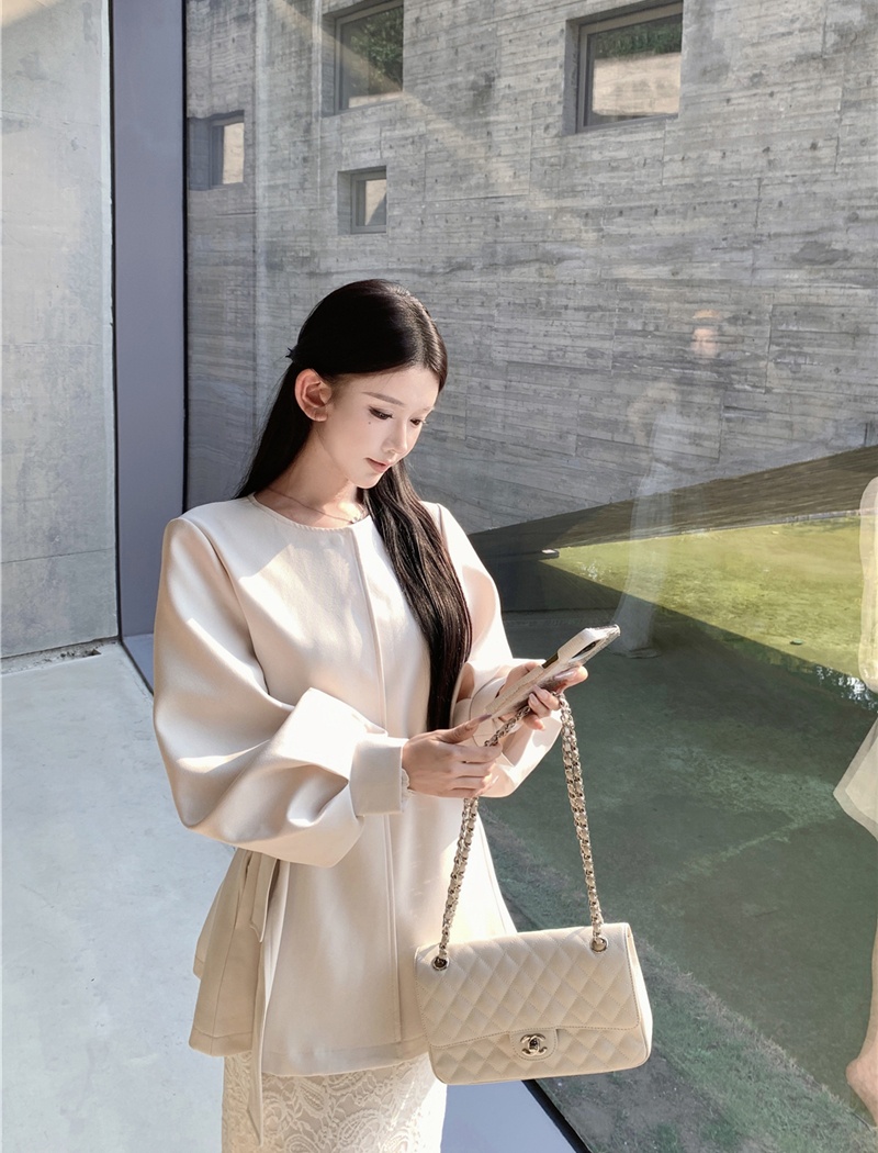 Lantern sleeve coat bandage dress