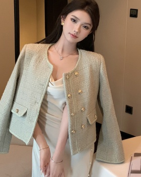 Woolen shoulder pads coat chanelstyle tops for women
