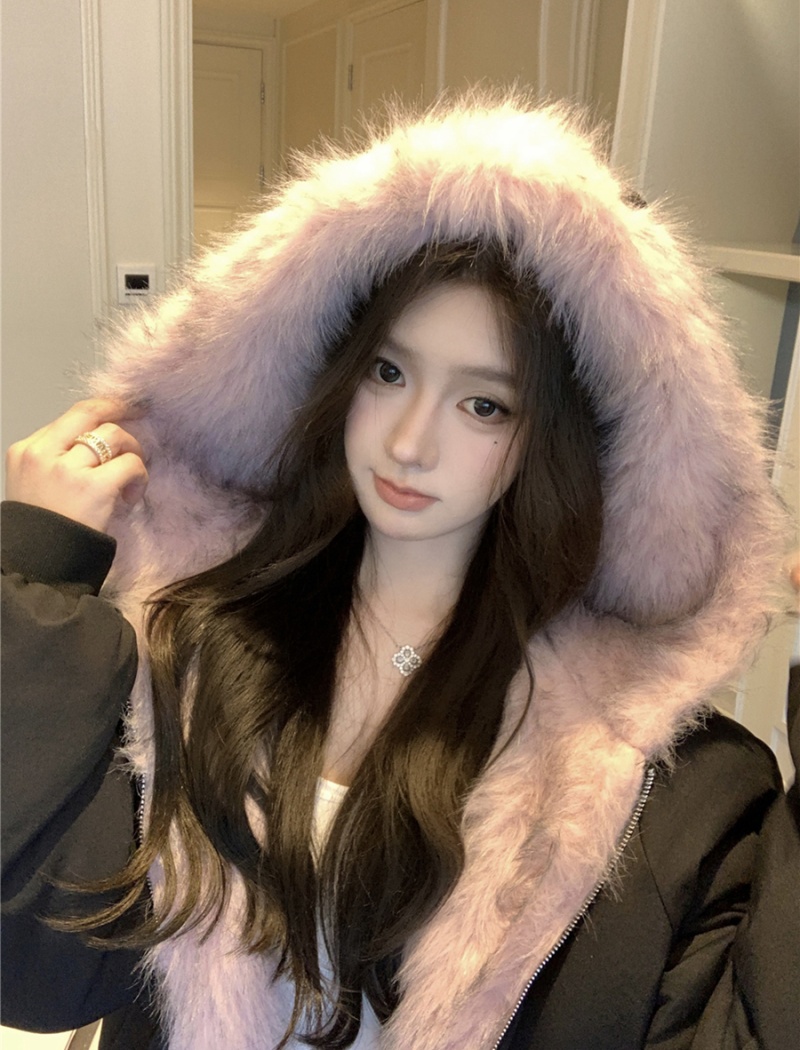 All-match retro sexy coat wear plush cotton coat for women