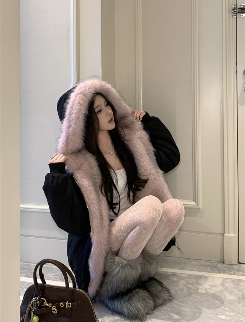 All-match retro sexy coat wear plush cotton coat for women