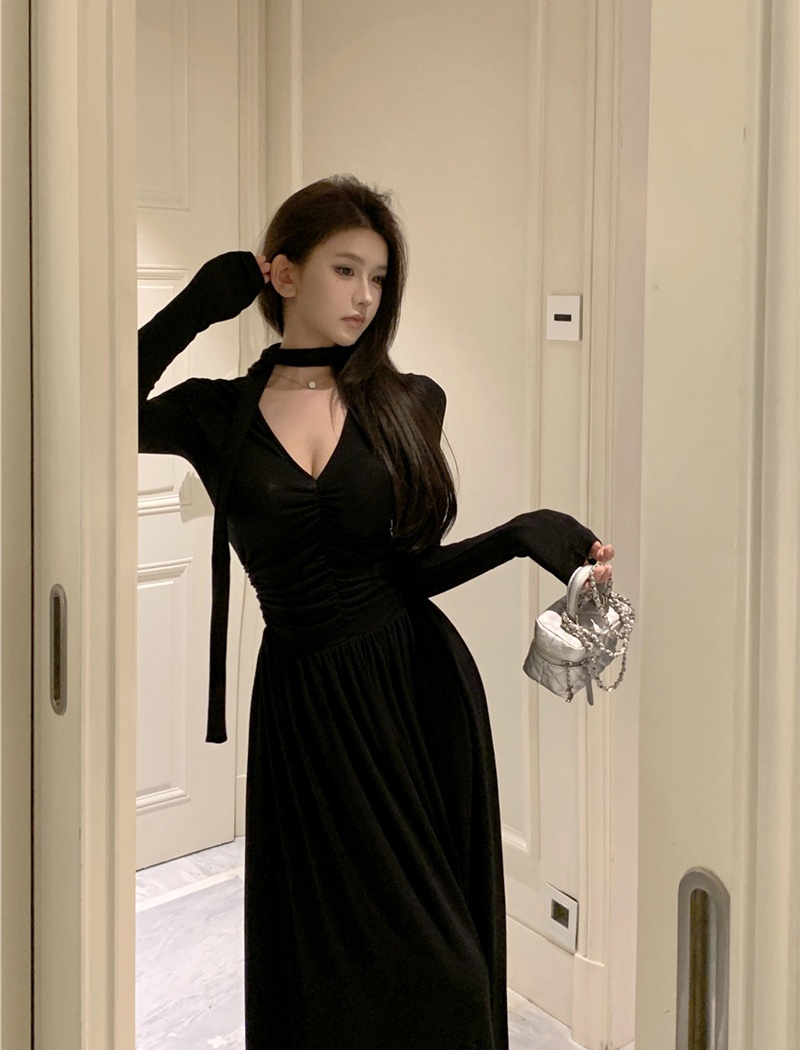 A-line long dress streamer dress for women
