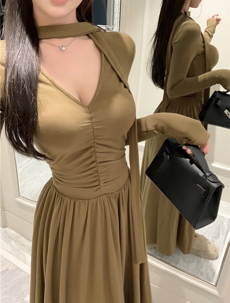 A-line long dress streamer dress for women