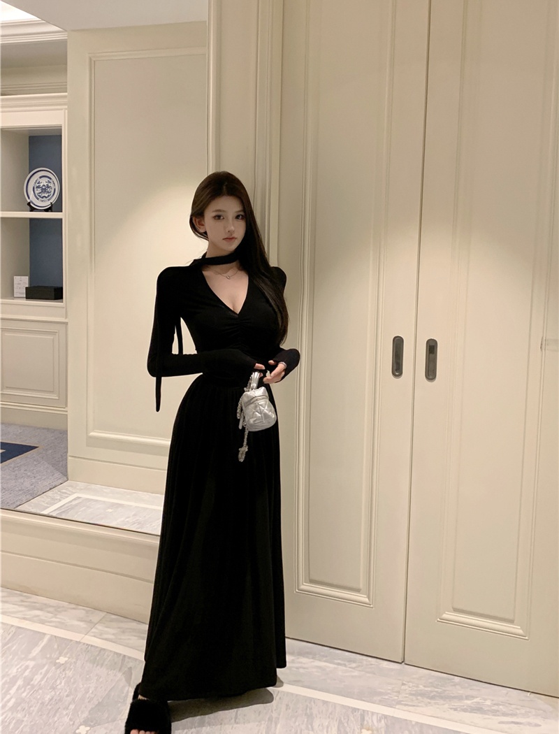 A-line long dress streamer dress for women