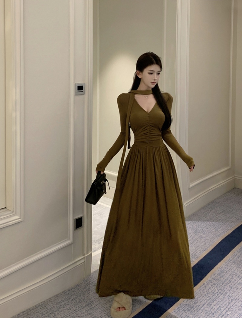 A-line long dress streamer dress for women