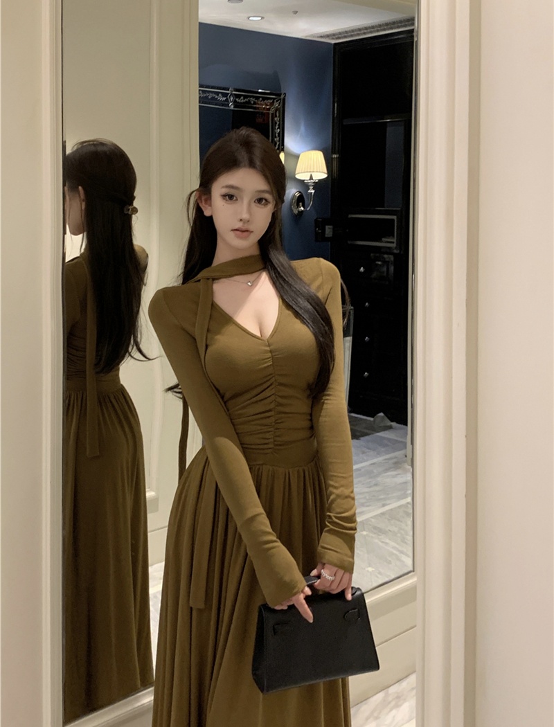A-line long dress streamer dress for women