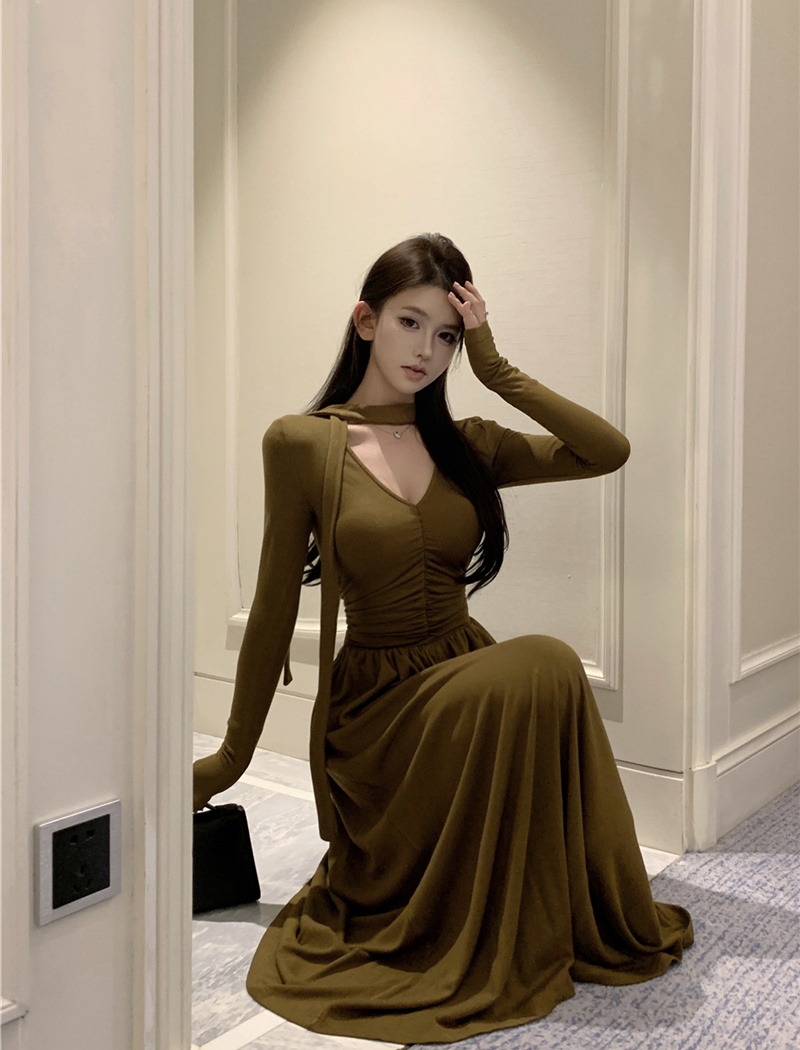 A-line long dress streamer dress for women
