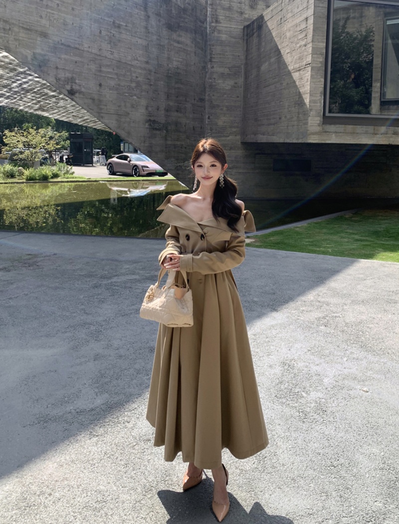 Double-breasted temperament dress slim coat for women