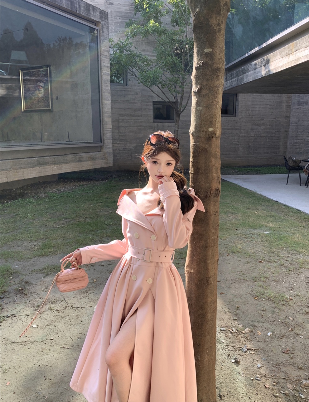 Double-breasted temperament dress slim coat for women