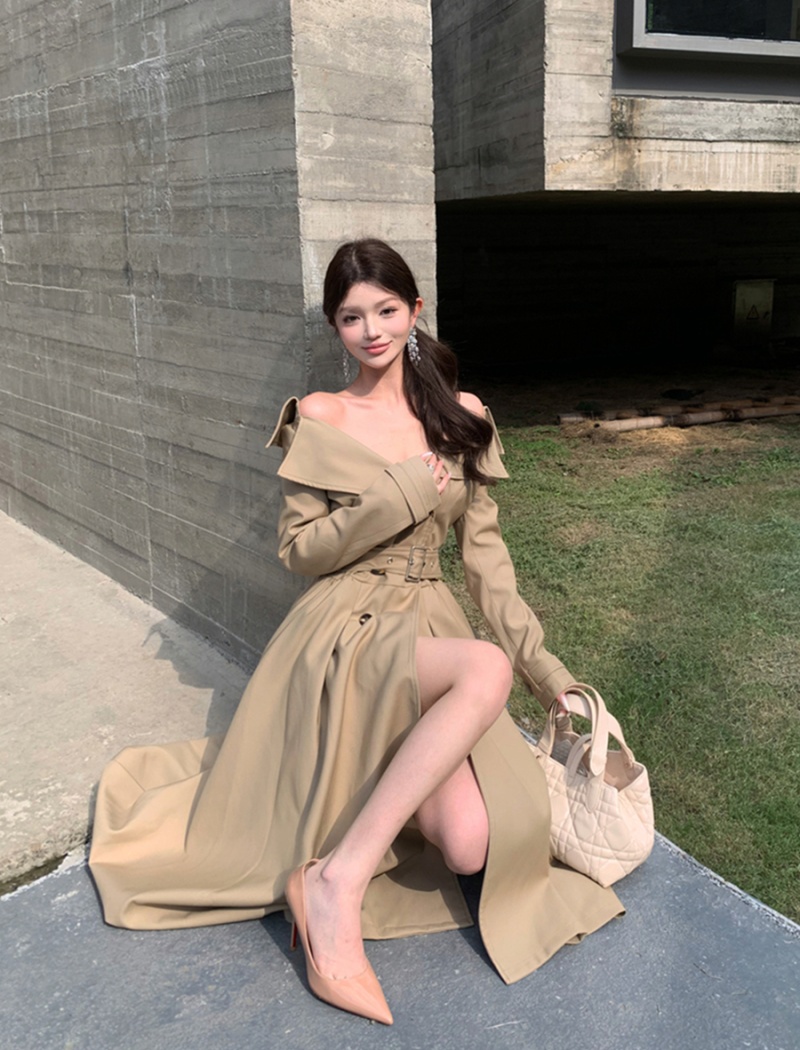Double-breasted temperament dress slim coat for women