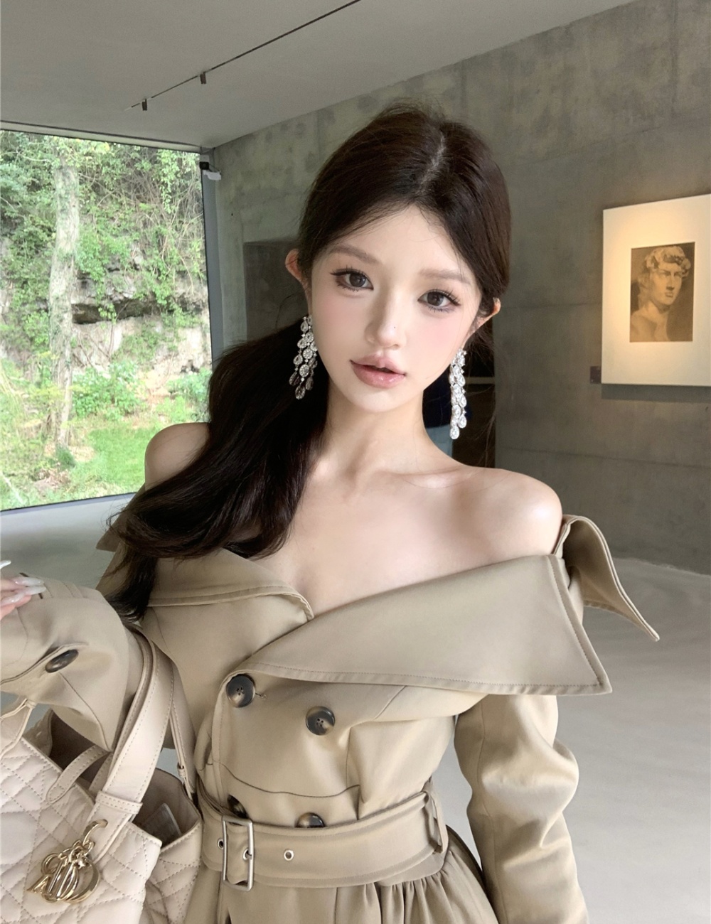 Double-breasted temperament dress slim coat for women