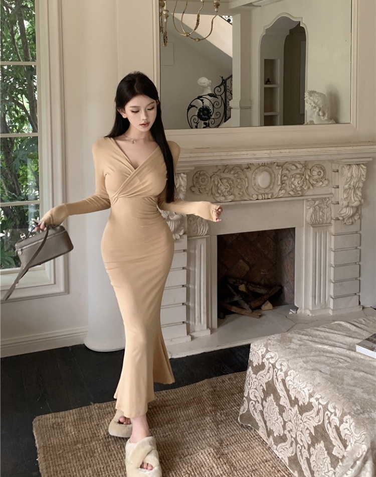 Package hip mermaid frenum dress sexy retro long dress for women