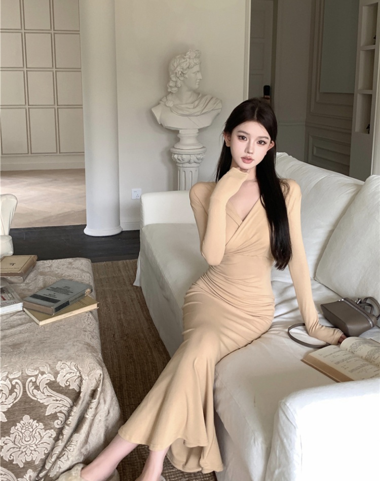 Package hip mermaid frenum dress sexy retro long dress for women