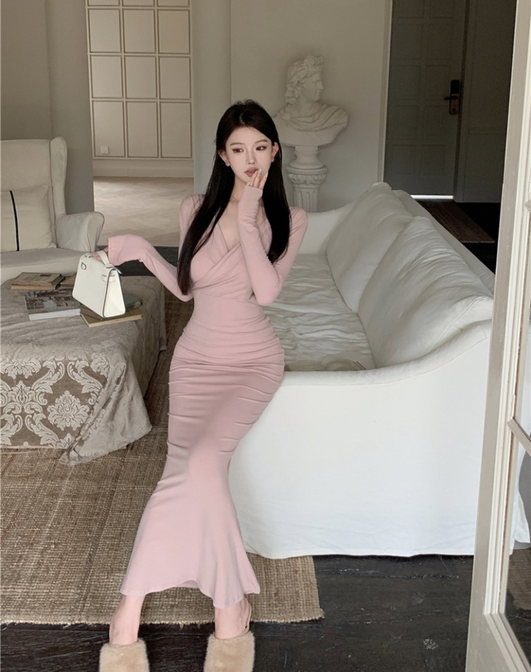 Package hip mermaid frenum dress sexy retro long dress for women