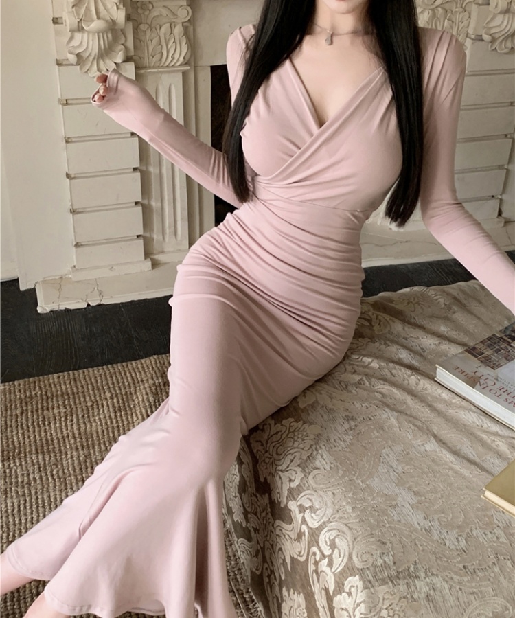 Package hip mermaid frenum dress sexy retro long dress for women