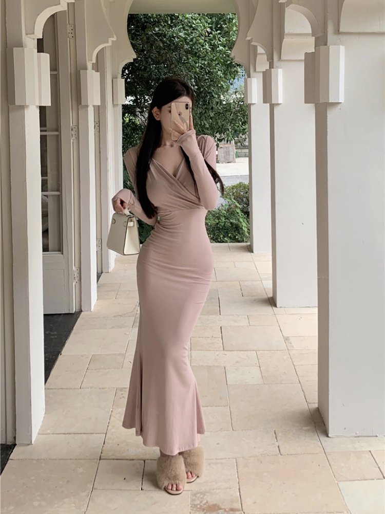 Package hip mermaid frenum dress sexy retro long dress for women