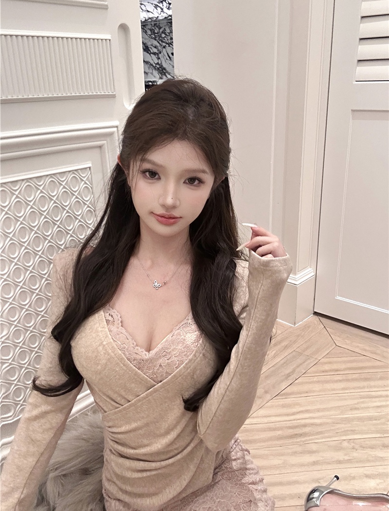 Retro package hip dress sexy tops 2pcs set for women