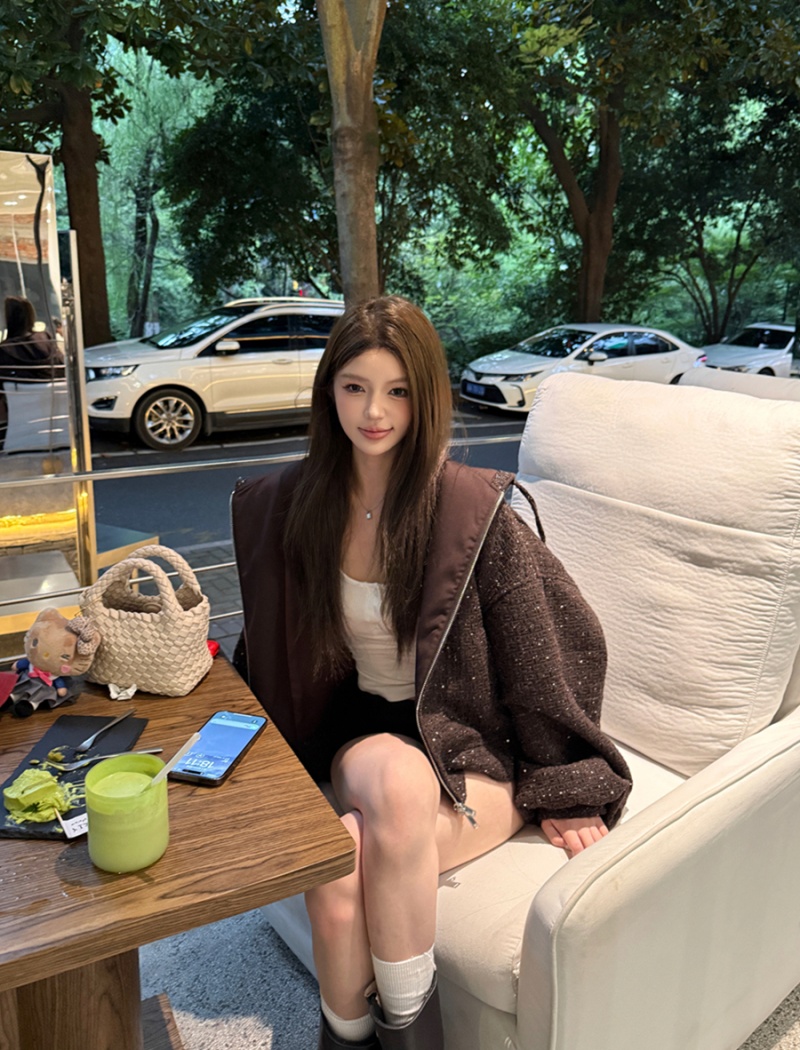 Retro loose autumn woolen chanelstyle hooded coat for women