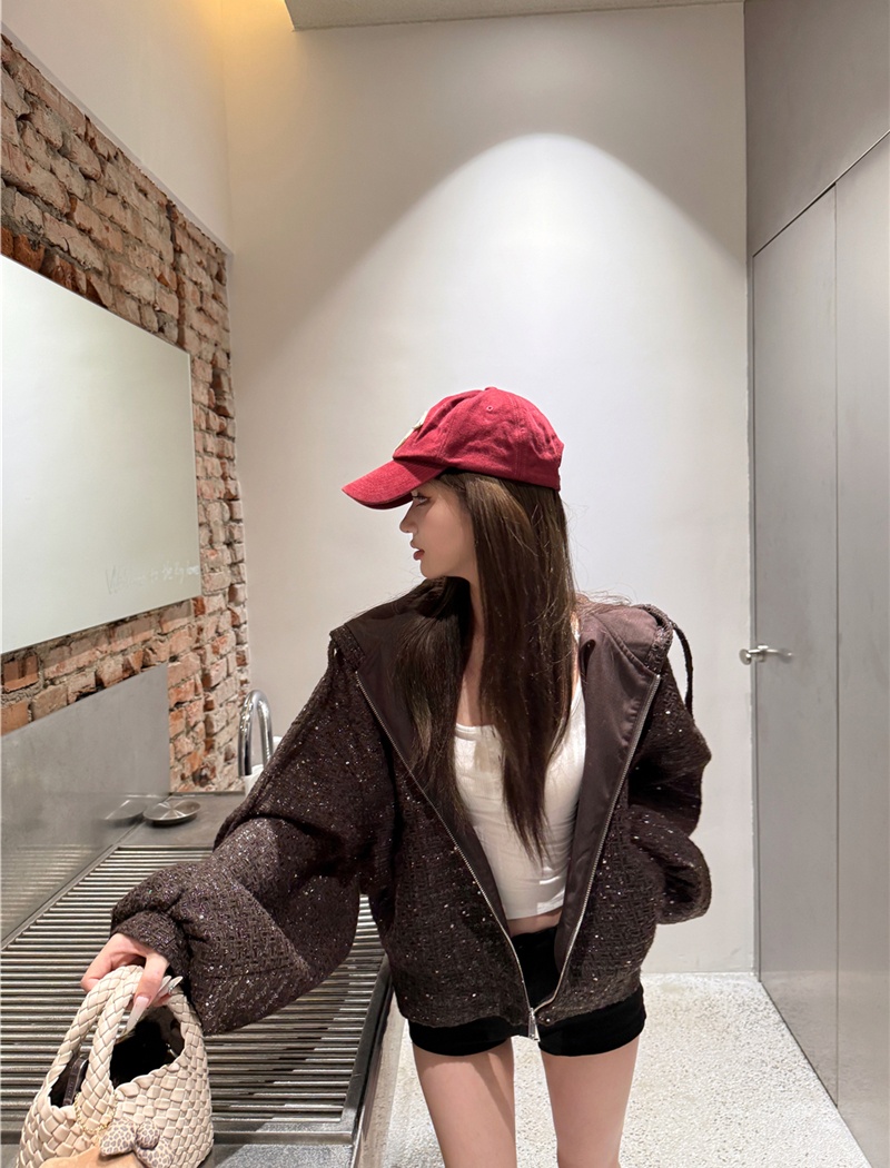 Retro loose autumn woolen chanelstyle hooded coat for women