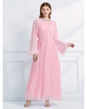 Rhinestone autumn long sleeve fully-jewelled dress