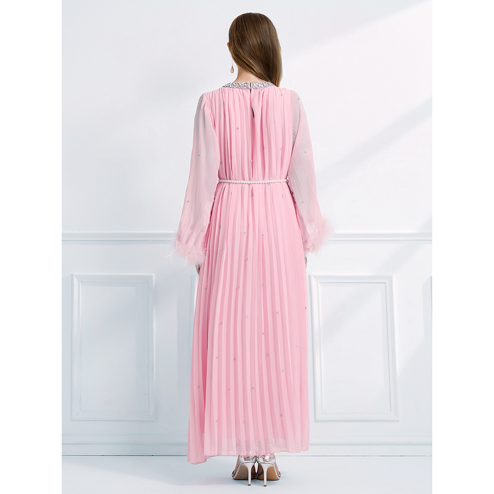 Rhinestone autumn long sleeve fully-jewelled dress