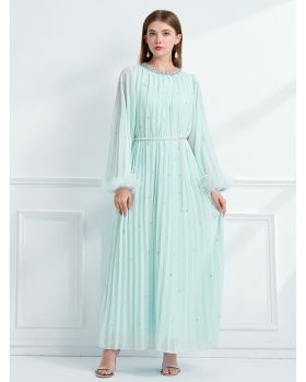Rhinestone autumn fully-jewelled long sleeve dress