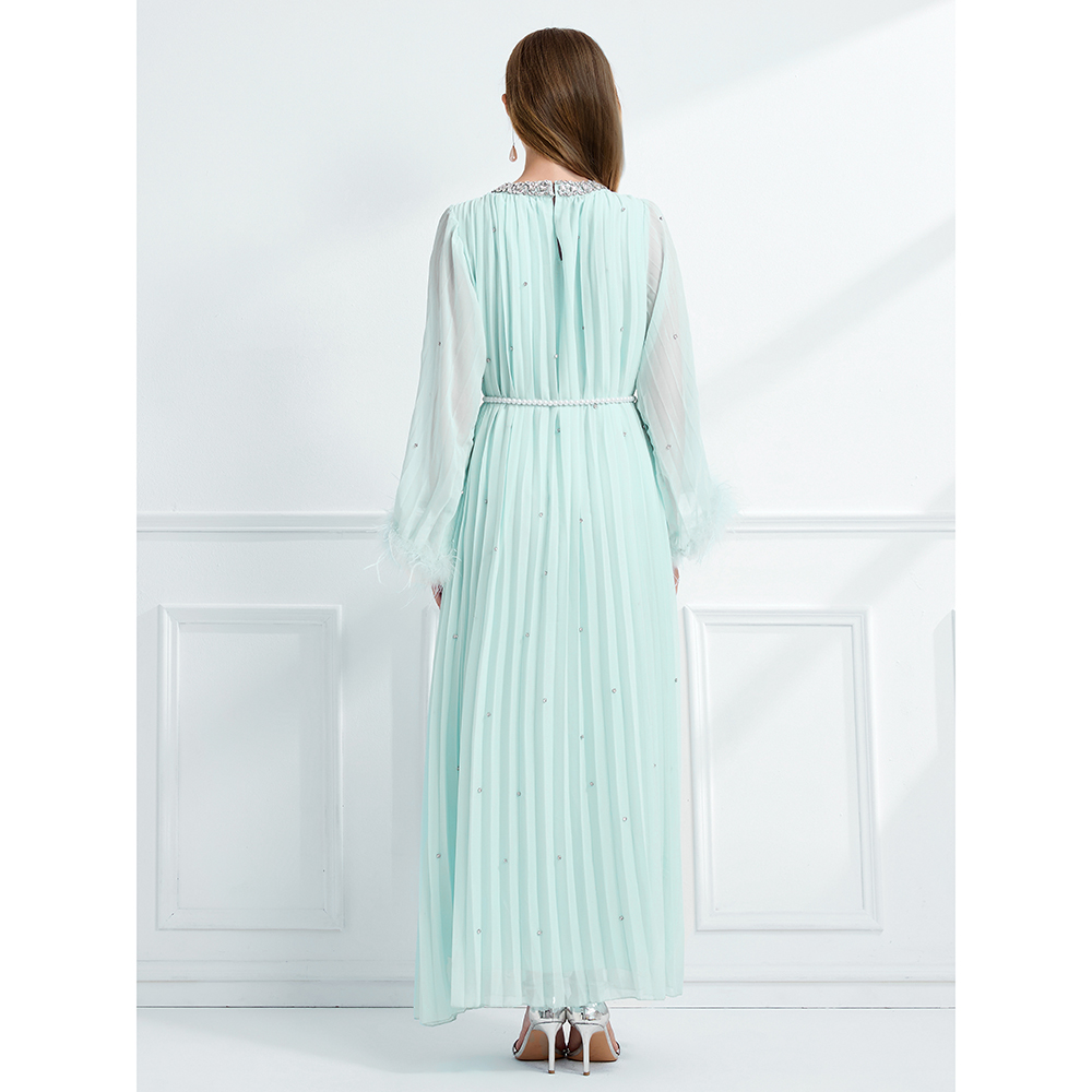 Rhinestone autumn fully-jewelled long sleeve dress