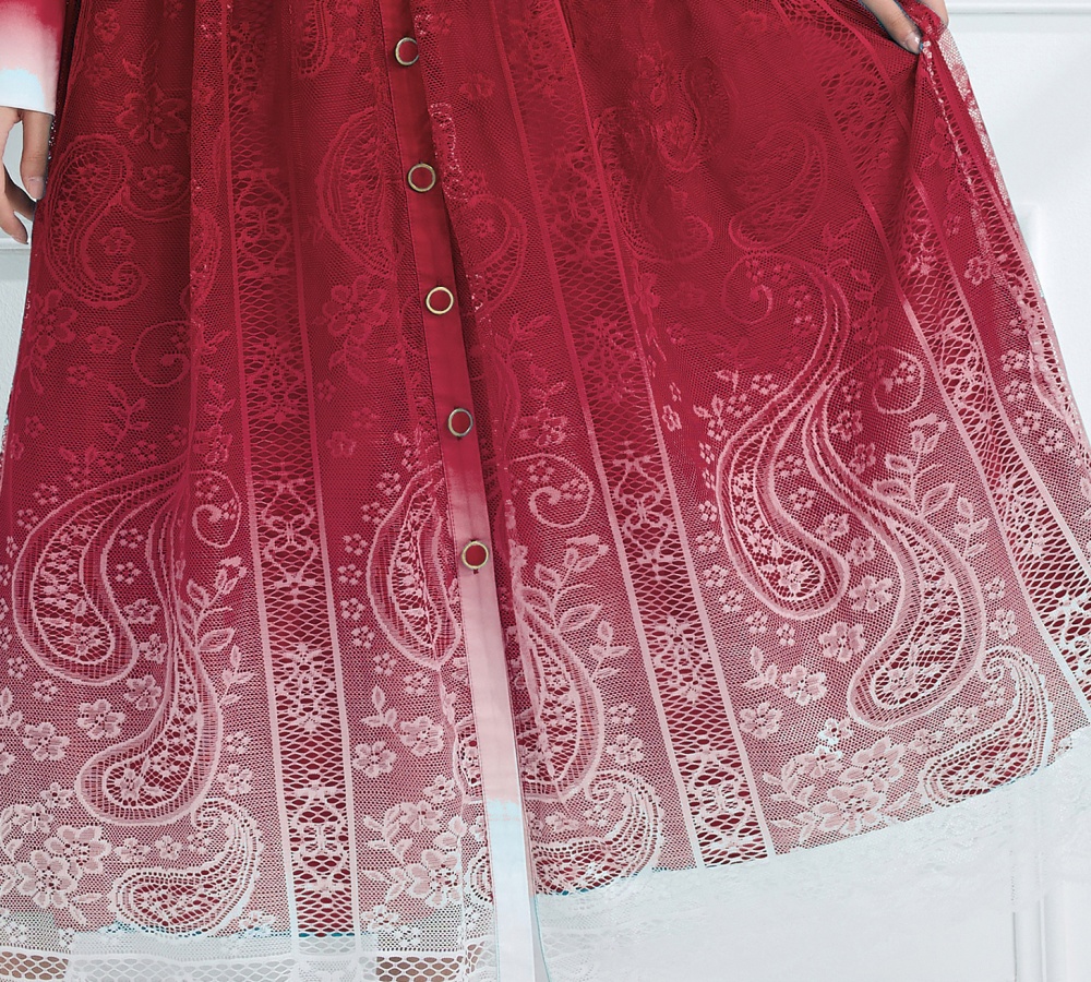Long lapel autumn pinched waist vacation printing dress