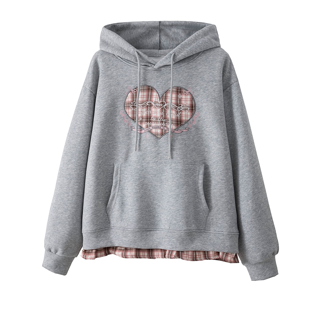 Large yard letters hoodie Pseudo-two embroidery coat for women