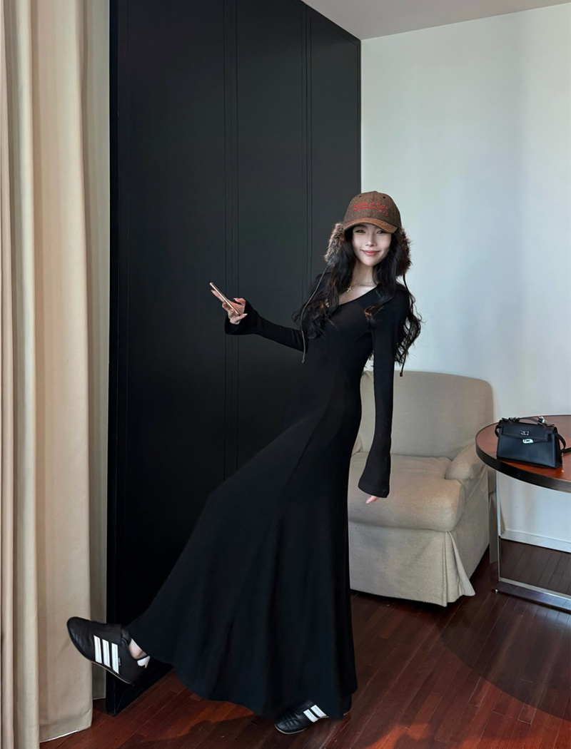 Tender sexy bottoming dress multicolor retro long dress