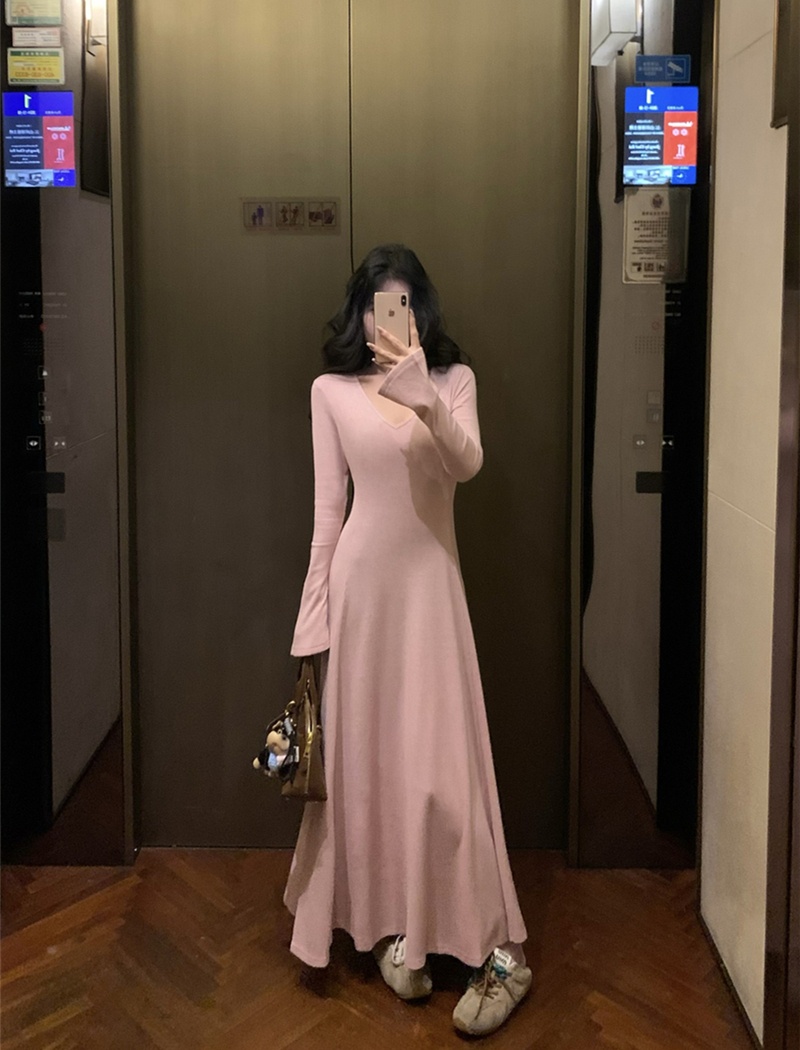 Tender sexy bottoming dress multicolor retro long dress