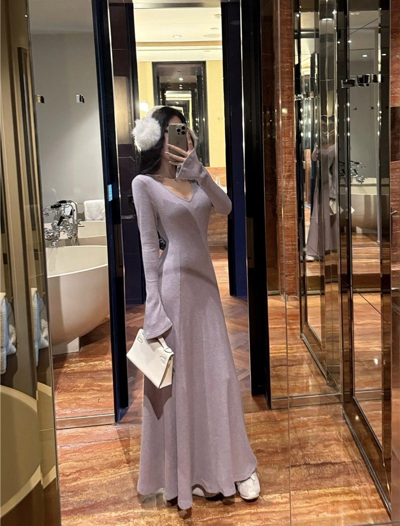 Tender sexy bottoming dress multicolor retro long dress