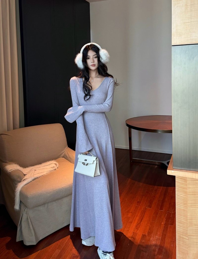 Tender sexy bottoming dress multicolor retro long dress