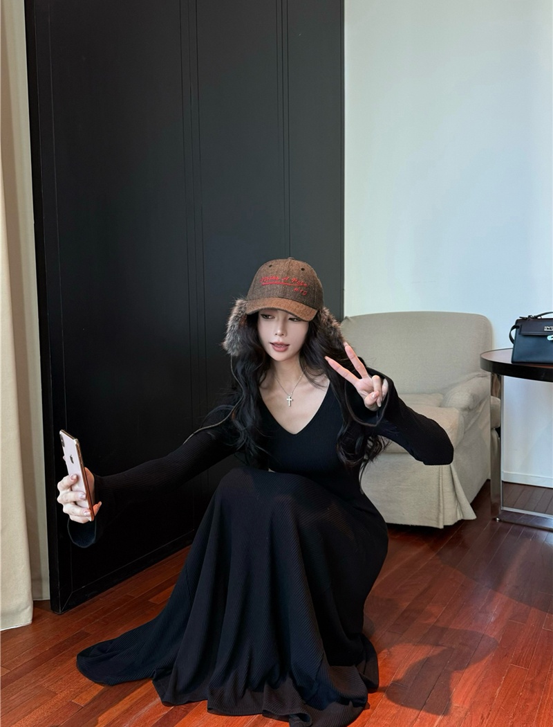 Tender sexy bottoming dress multicolor retro long dress