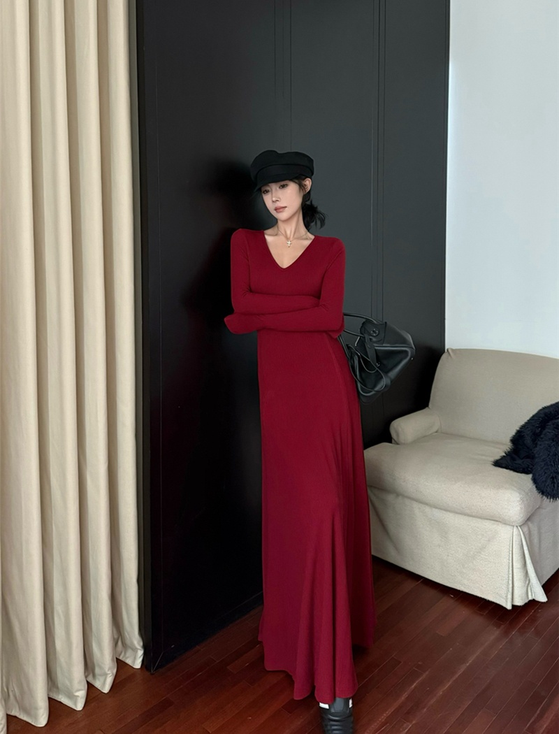 Tender sexy bottoming dress multicolor retro long dress