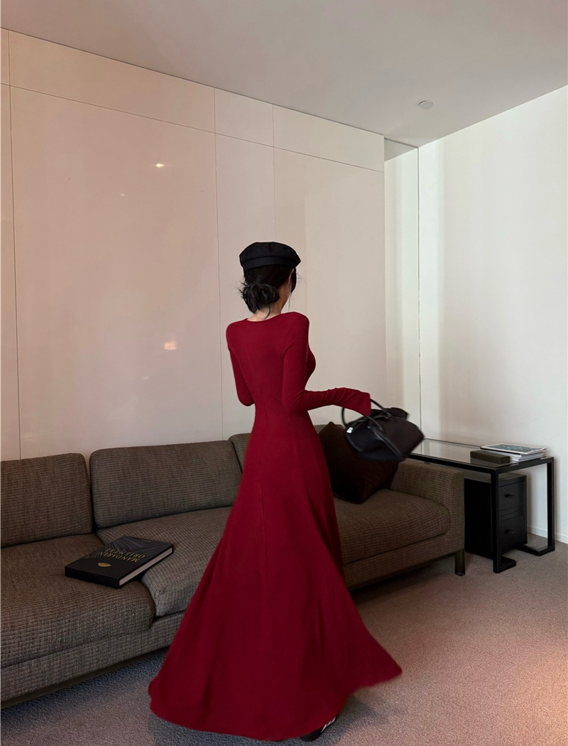 Tender sexy bottoming dress multicolor retro long dress