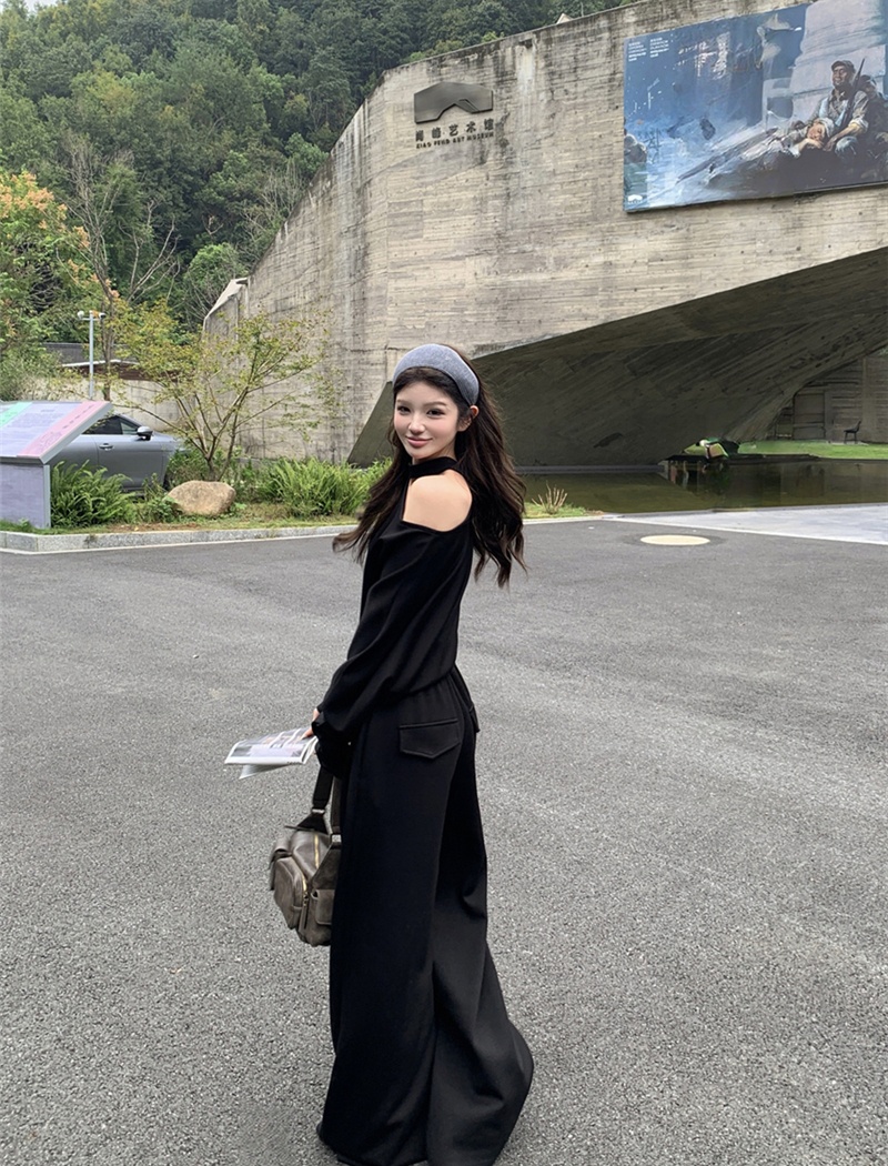 High waist long pants autumn T-shirt a set for women