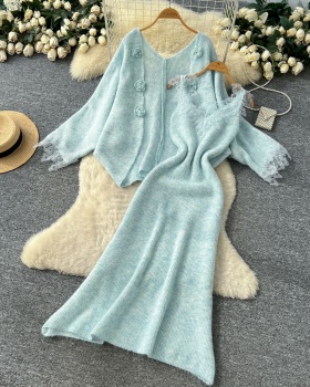 Autumn and winter cardigan dress 2pcs set for women