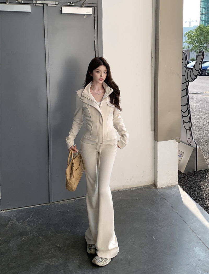 Korean style micro speaker coat slim straight tops a set