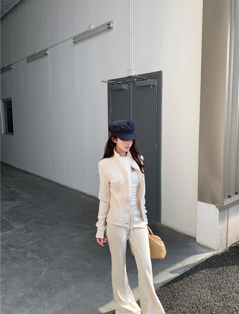 Korean style micro speaker coat slim straight tops a set