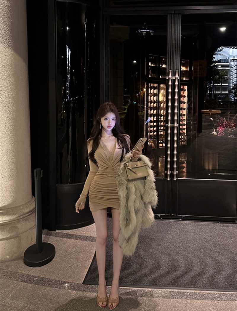 Package hip V-neck temperament sexy retro dress for women