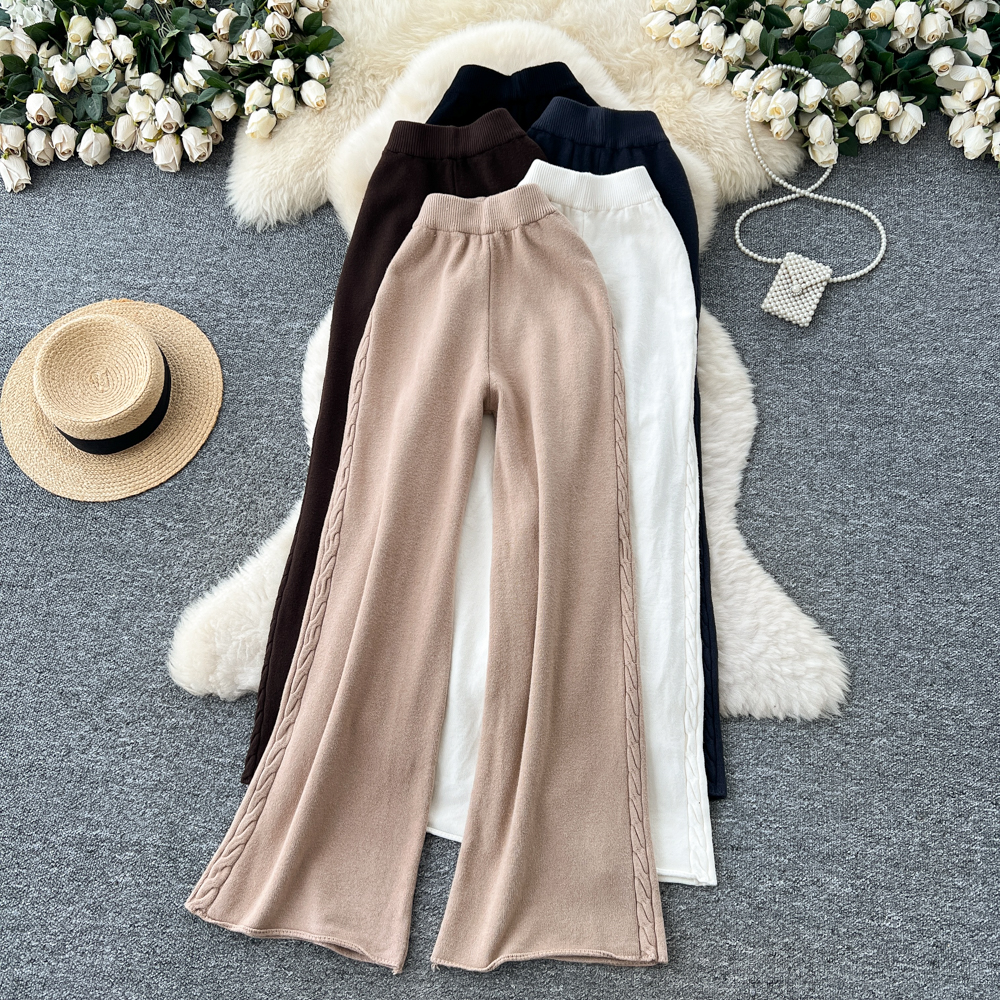 Slim elastic waist sweater elasticity casual pants