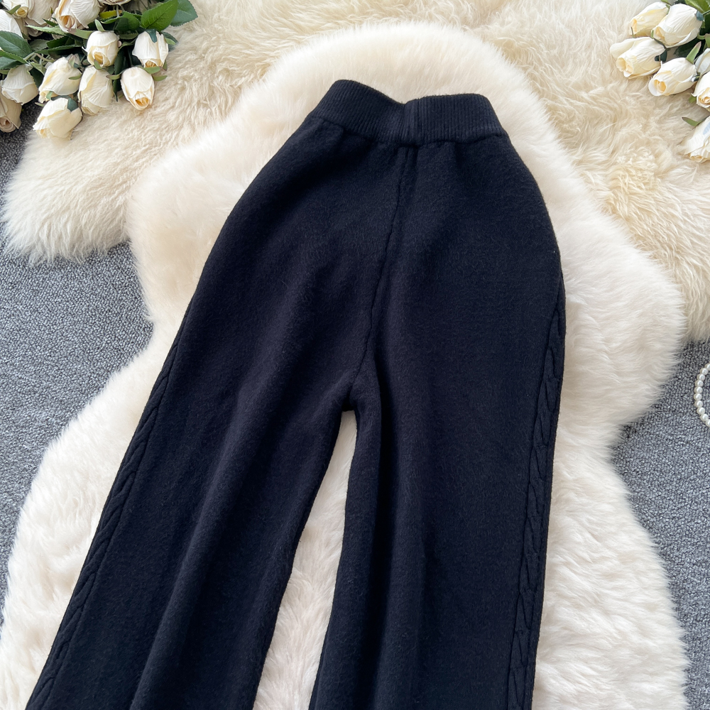 Slim elastic waist sweater elasticity casual pants