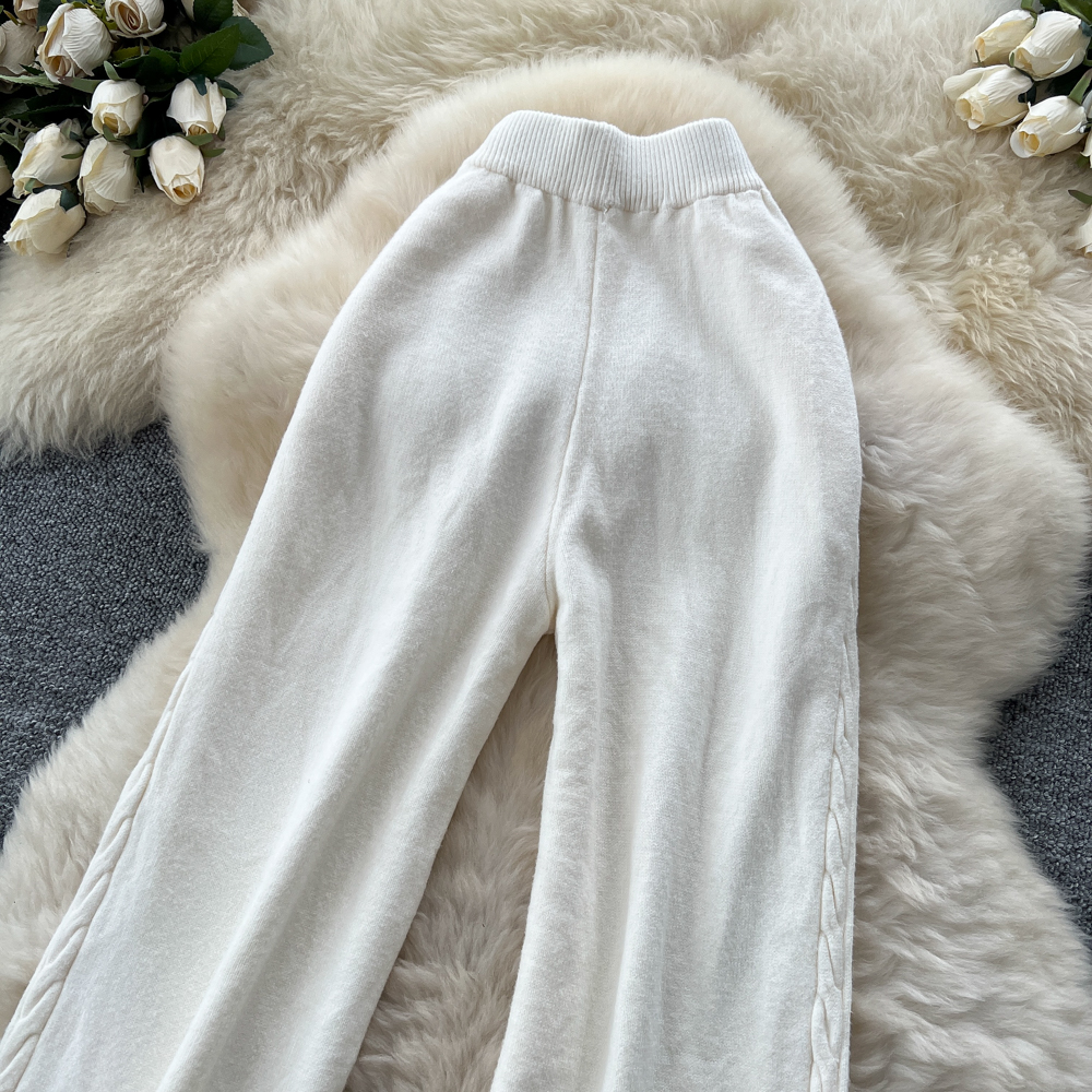 Slim elastic waist sweater elasticity casual pants